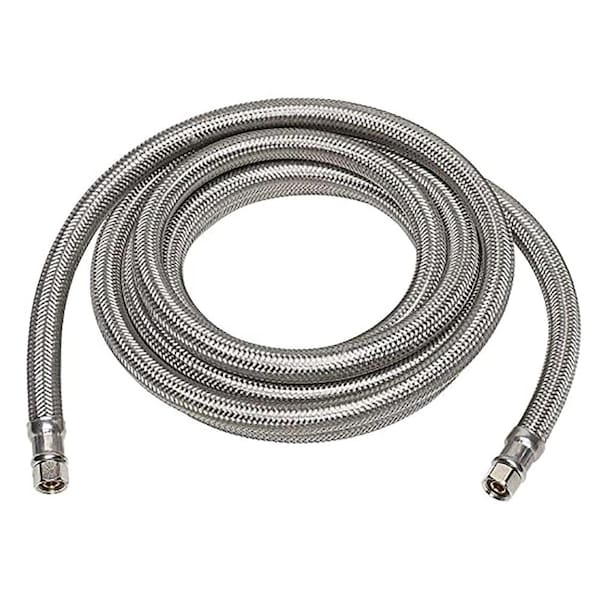 Thrifco Plumbing 1/4 Inch Comp x 1/4 Inch Comp x 12 Inch Long Stainless Steel Ice Maker Connector 4400485 - main